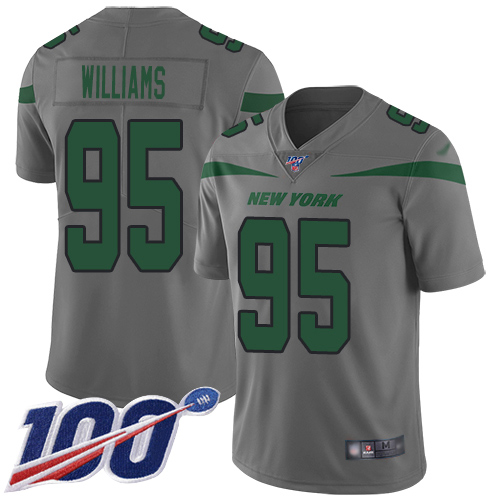 New York Jets Limited Gray Men Quinnen Williams Jersey NFL Football #95 100th Season Inverted Legend->new york jets->NFL Jersey